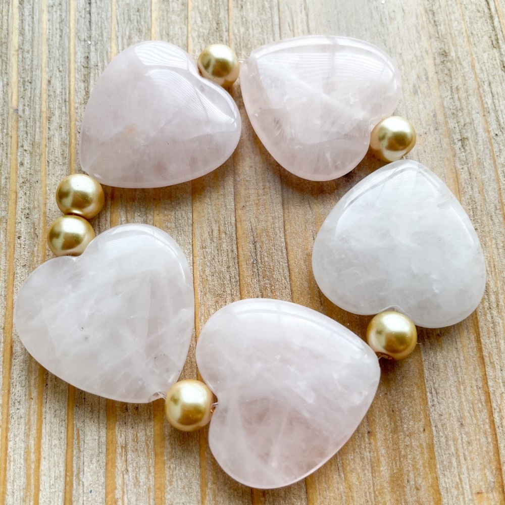 NEW Rose Quartz Hearts Bracelet